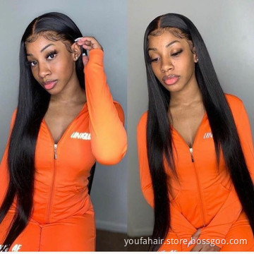 Good Quality Brazilian Hair Lace Closure Wig 4*4, Cuticle Aligned Remy Hair Natural Color Straight Wave Lace Front Wig Wholesale